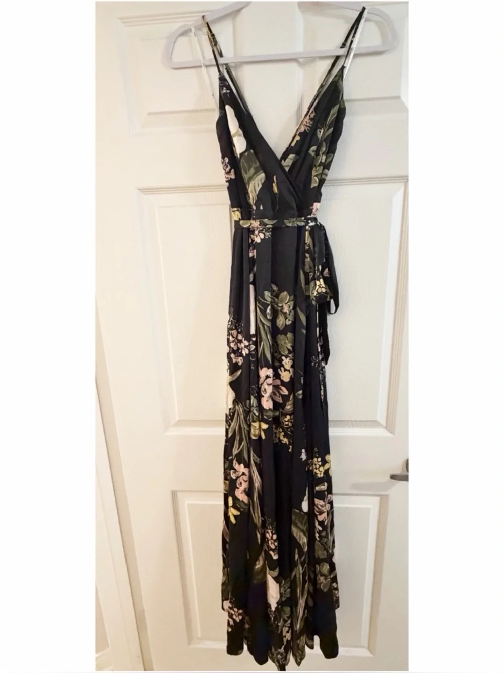 Lulu’s Still the One Black Floral Print Satin Maxi Dress - Picture 10 of 13